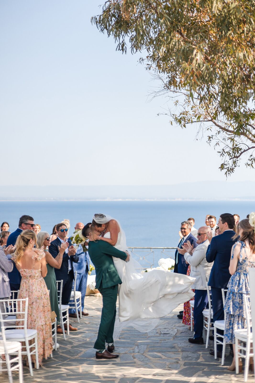 The ceremony aisle with the sea behind